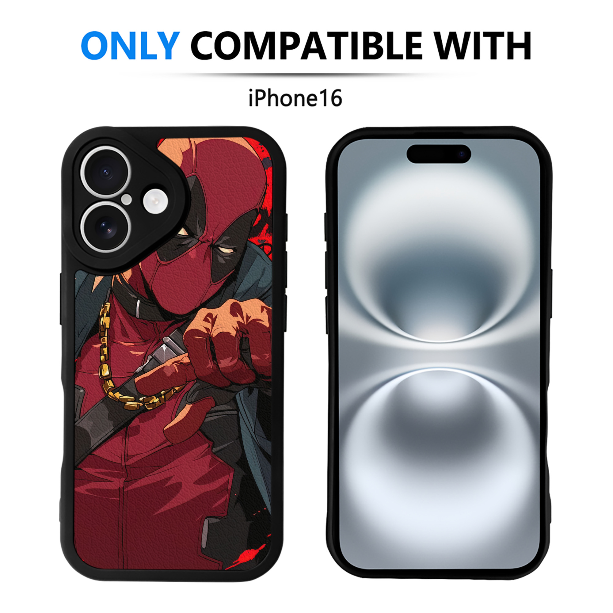 （画像用） Deadpool デッドプール 【iPhone 16シリーズ対応】シリコンスマホケース（レザー調） 材質：シリコン